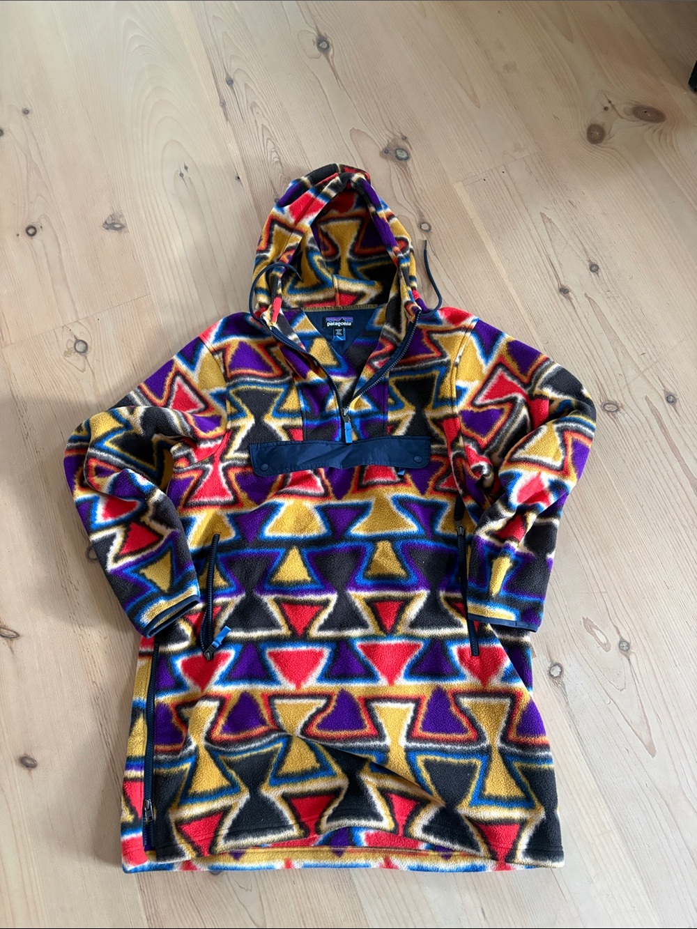 Unisex Multicolor Geometric Fleece Pullover Hoodie